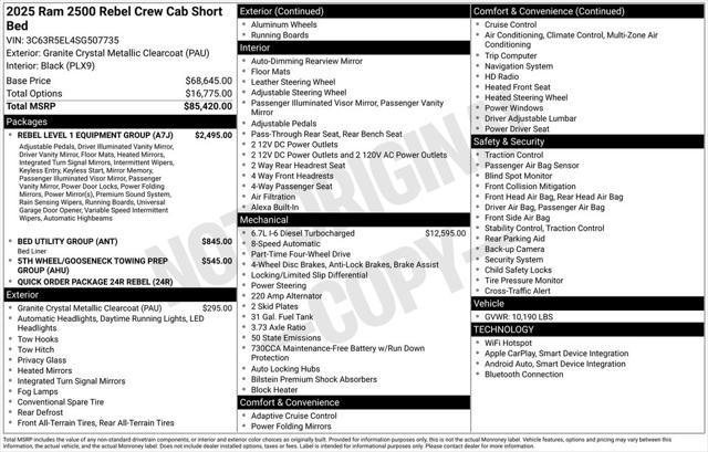 2025 RAM Ram 2500 RAM 2500 REBEL CREW CAB 4X4 64 BOX