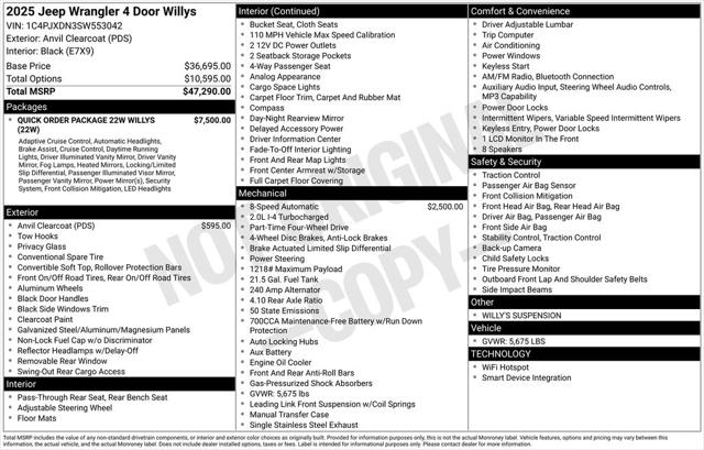 2025 Jeep Wrangler WRANGLER 4-DOOR WILLYS