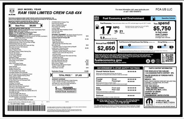 2021 RAM 1500 Limited Crew Cab 4x4 57 Box