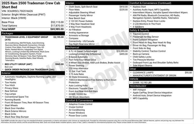 2025 RAM Ram 2500 RAM 2500 TRADESMAN CREW CAB 4X4 64 BOX