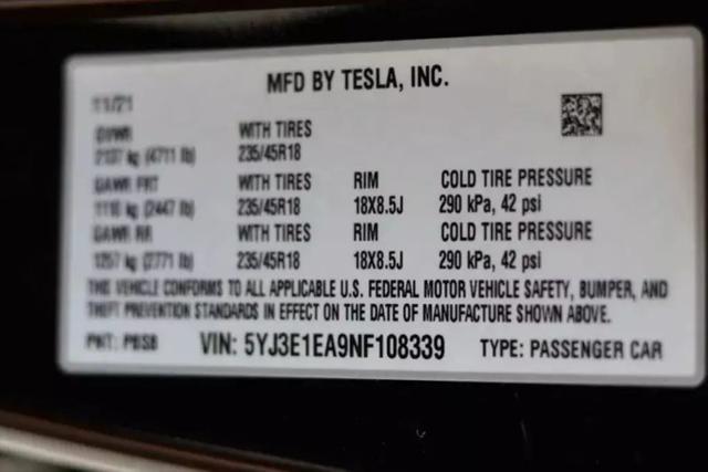 2022 Tesla Model 3 Rear-Wheel Drive