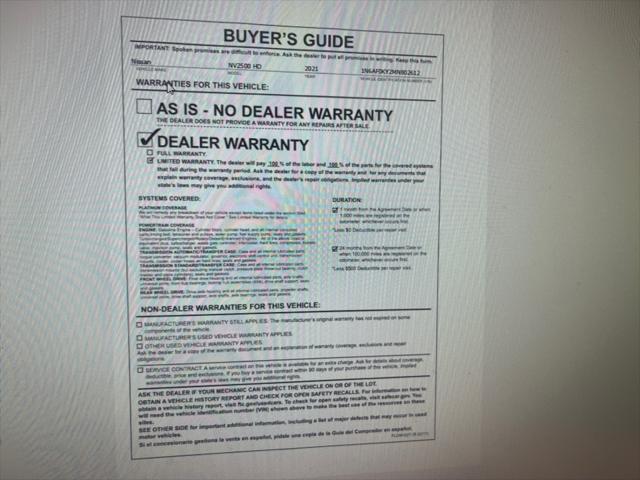 2021 Nissan 2500 SV Standard Roof V8