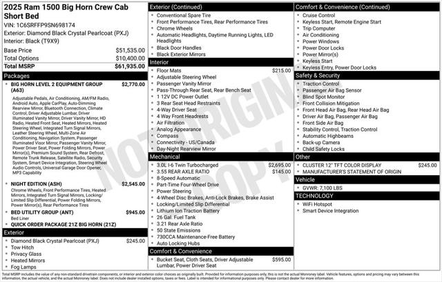 2025 RAM Ram 1500 RAM 1500 BIG HORN CREW CAB 4X4 57 BOX