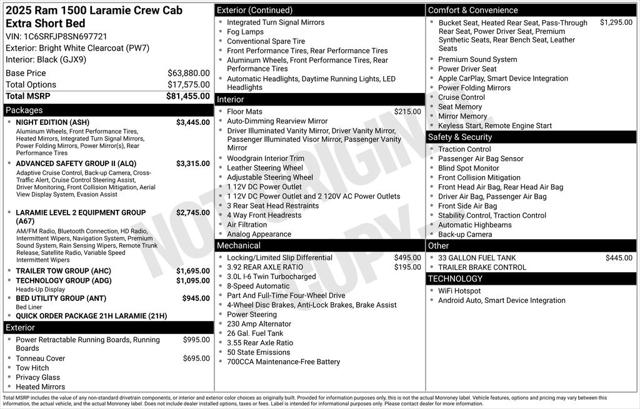 2025 RAM Ram 1500 RAM 1500 LARAMIE CREW CAB 4X4 57 BOX