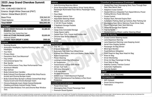 2025 Jeep Grand Cherokee GRAND CHEROKEE SUMMIT RESERVE 4X4