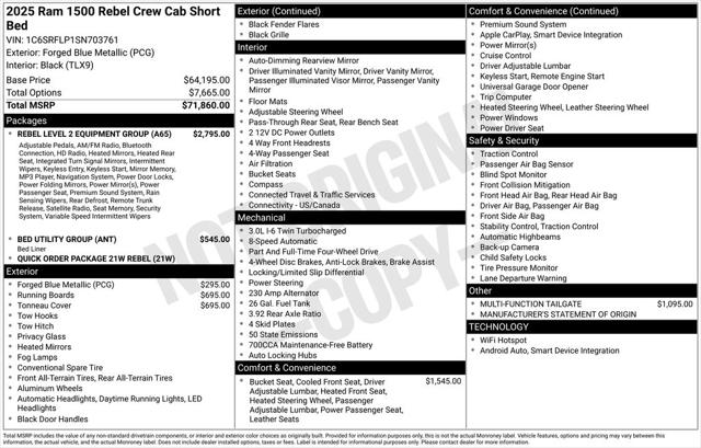 2025 RAM Ram 1500 RAM 1500 REBEL CREW CAB 4X4 57 BOX