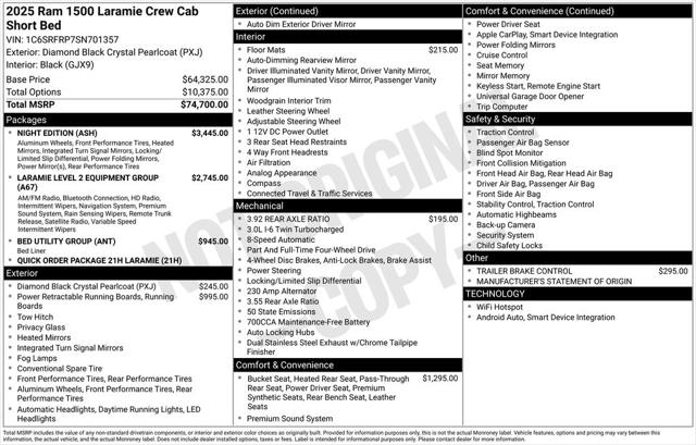 2025 RAM Ram 1500 RAM 1500 LARAMIE CREW CAB 4X4 64 BOX