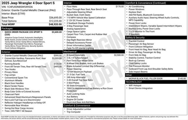2025 Jeep Wrangler WRANGLER 4-DOOR SPORT S