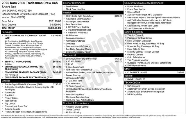 2025 RAM Ram 2500 RAM 2500 TRADESMAN CREW CAB 4X4 64 BOX