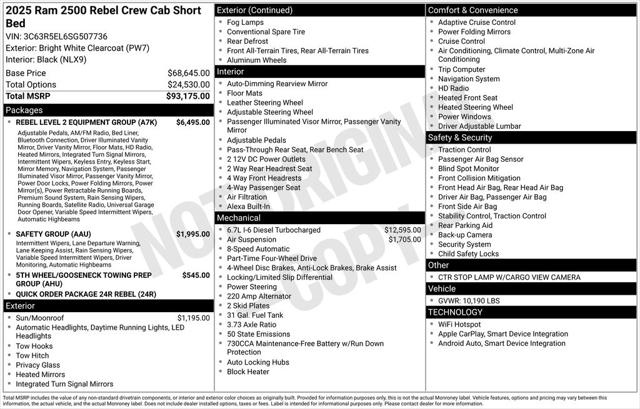 2025 RAM Ram 2500 RAM 2500 REBEL CREW CAB 4X4 64 BOX
