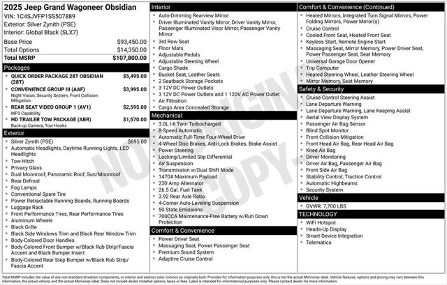 2025 Wagoneer Grand Wagoneer GRAND WAGONEER OBSIDIAN 4X4