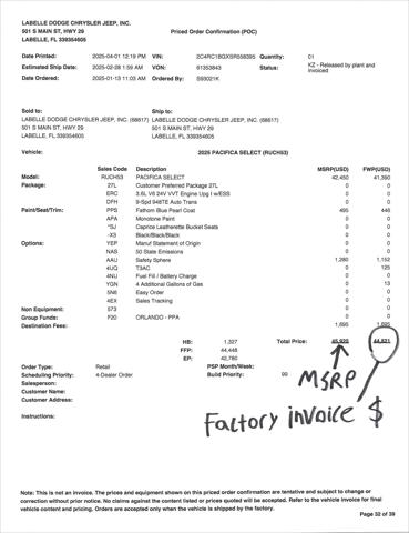 2025 Chrysler Pacifica PACIFICA SELECT