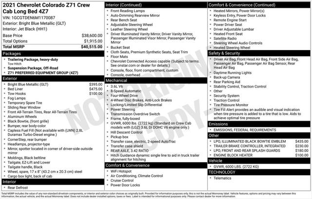 2021 Chevrolet Colorado Z71