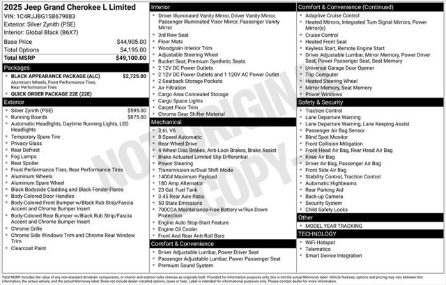 2025 Jeep Grand Cherokee GRAND CHEROKEE L LIMITED 4X2