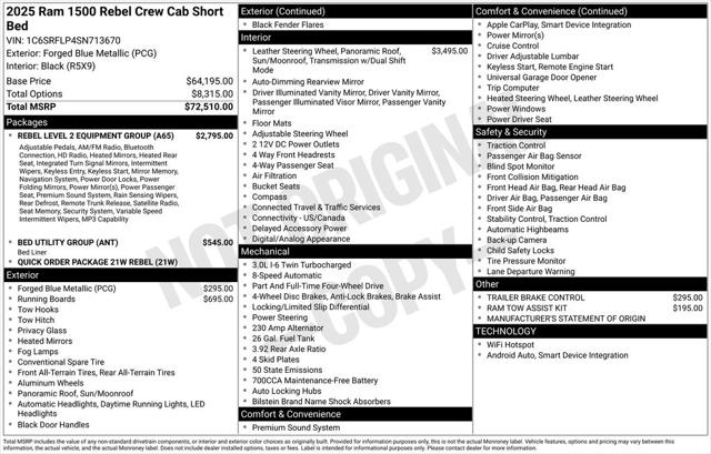 2025 RAM Ram 1500 RAM 1500 REBEL CREW CAB 4X4 57 BOX
