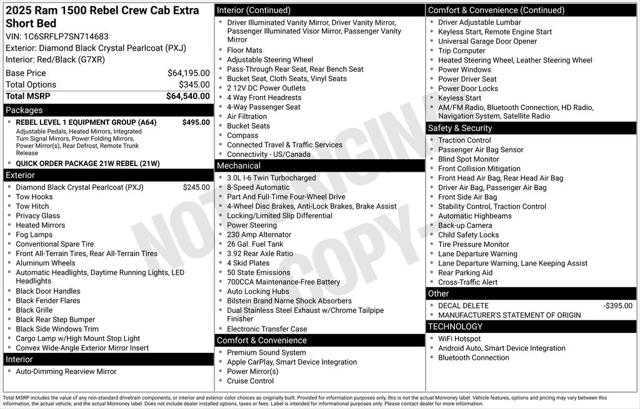 2025 RAM Ram 1500 RAM 1500 REBEL CREW CAB 4X4 57 BOX