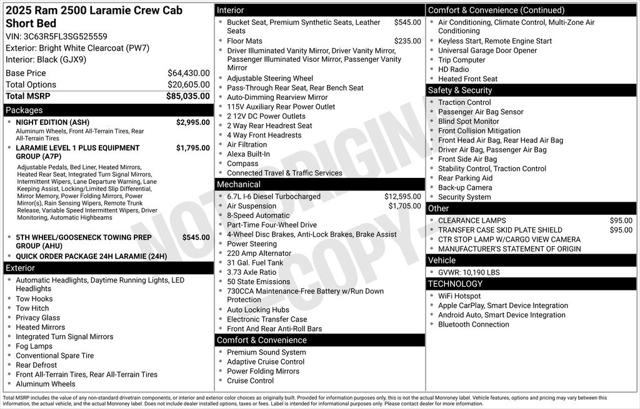 2025 RAM Ram 2500 RAM 2500 LARAMIE CREW CAB 4X4 64 BOX