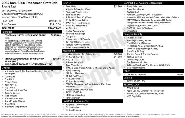 2025 RAM Ram 2500 RAM 2500 TRADESMAN CREW CAB 4X2 64 BOX
