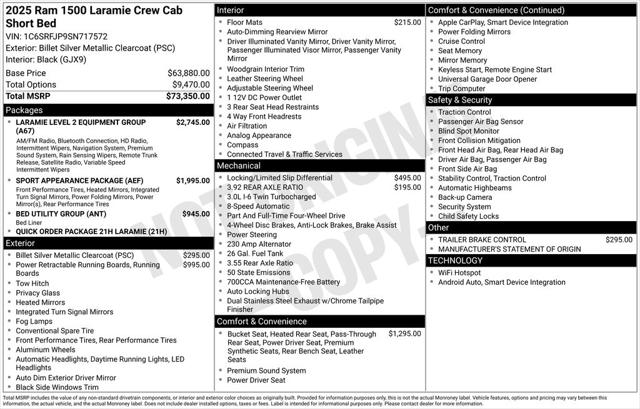 2025 RAM Ram 1500 RAM 1500 LARAMIE CREW CAB 4X4 57 BOX