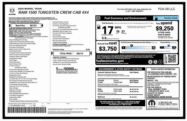 2025 RAM Ram 1500 RAM 1500 TUNGSTEN CREW CAB 4X4 57 BOX