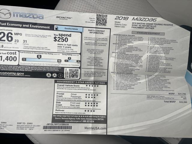 2018 Mazda Mazda6 Grand Touring Reserve