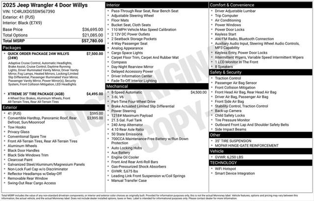 2025 Jeep Wrangler WRANGLER 4-DOOR WILLYS