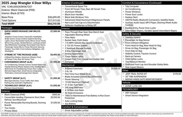 2025 Jeep Wrangler WRANGLER 4-DOOR WILLYS