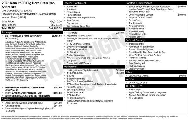 2025 RAM Ram 2500 RAM 2500 BIG HORN CREW CAB 4X4 64 BOX