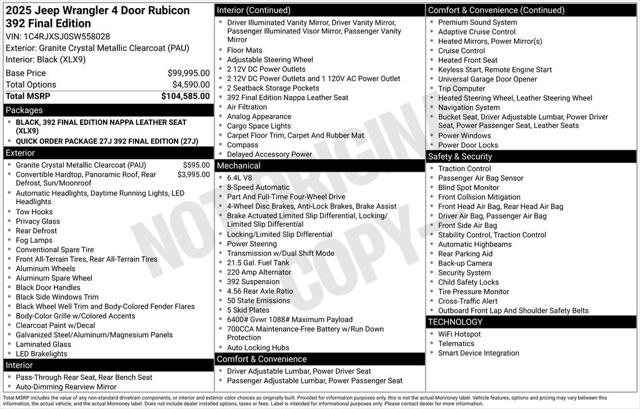 2025 Jeep Wrangler WRANGLER 4-DOOR RUBICON 392