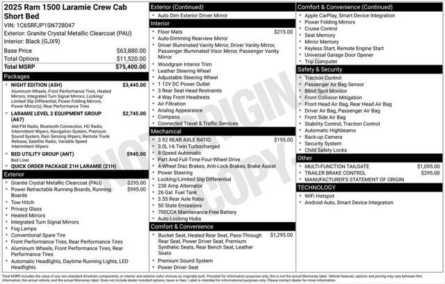 2025 RAM Ram 1500 RAM 1500 LARAMIE CREW CAB 4X4 57 BOX