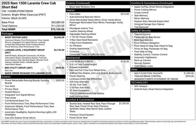 2025 RAM Ram 1500 RAM 1500 LARAMIE CREW CAB 4X4 57 BOX