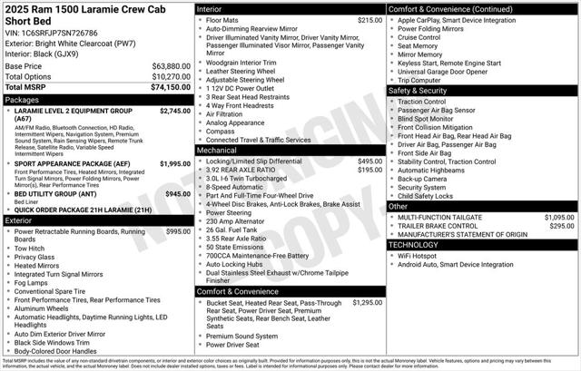 2025 RAM Ram 1500 RAM 1500 LARAMIE CREW CAB 4X4 57 BOX
