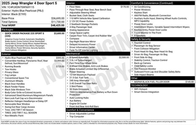 2025 Jeep Wrangler WRANGLER 4-DOOR SPORT S