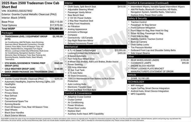 2025 RAM Ram 2500 RAM 2500 TRADESMAN CREW CAB 4X4 64 BOX