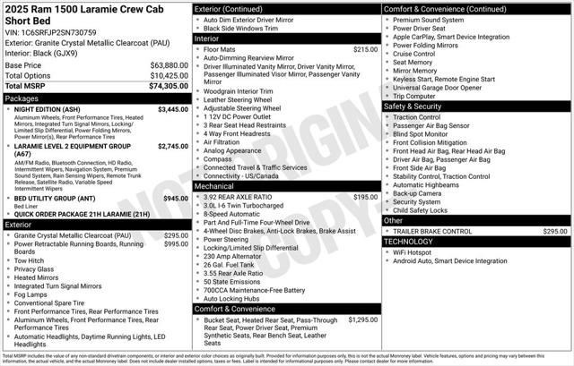 2025 RAM Ram 1500 RAM 1500 LARAMIE CREW CAB 4X4 57 BOX