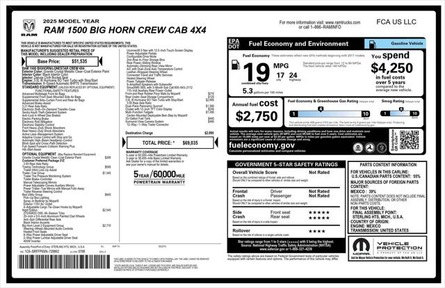 2025 RAM Ram 1500 RAM 1500 BIG HORN CREW CAB 4X4 57 BOX