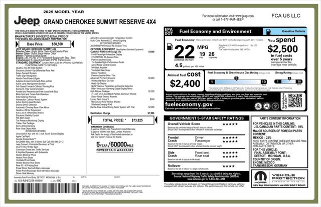2025 Jeep Grand Cherokee GRAND CHEROKEE SUMMIT RESERVE 4X4