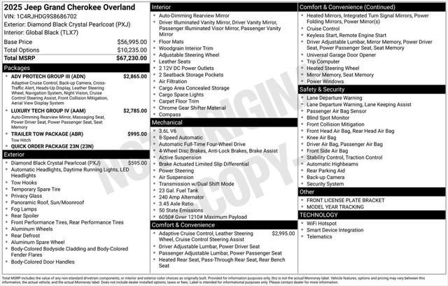 2025 Jeep Grand Cherokee GRAND CHEROKEE OVERLAND 4X4