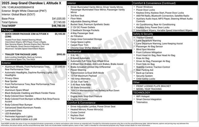 2025 Jeep Grand Cherokee GRAND CHEROKEE L ALTITUDE X 4X4