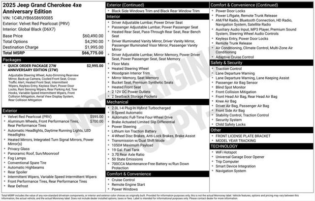 2025 Jeep Grand Cherokee 4xe GRAND CHEROKEE ANNIVERSARY EDITION 4xe