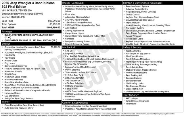 2025 Jeep Wrangler WRANGLER 4-DOOR RUBICON 392