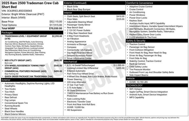 2025 RAM Ram 2500 RAM 2500 TRADESMAN CREW CAB 4X4 64 BOX