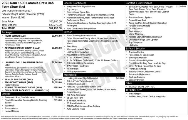 2025 RAM Ram 1500 RAM 1500 LARAMIE CREW CAB 4X4 57 BOX