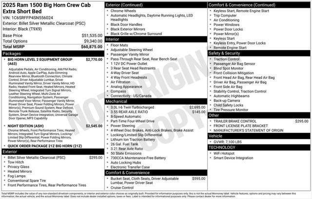 2025 RAM 1500 Big Horn Crew Cab 4x4 57 Box