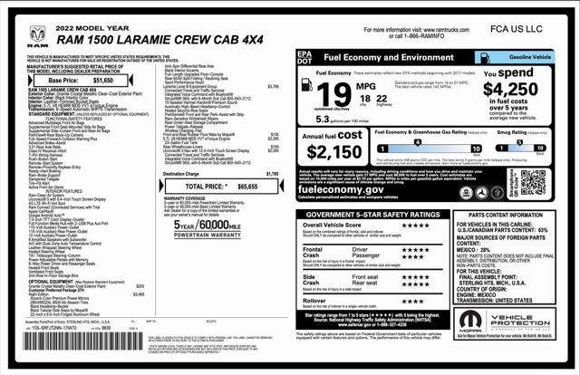 2022 RAM 1500 Laramie Crew Cab 4x4 57 Box