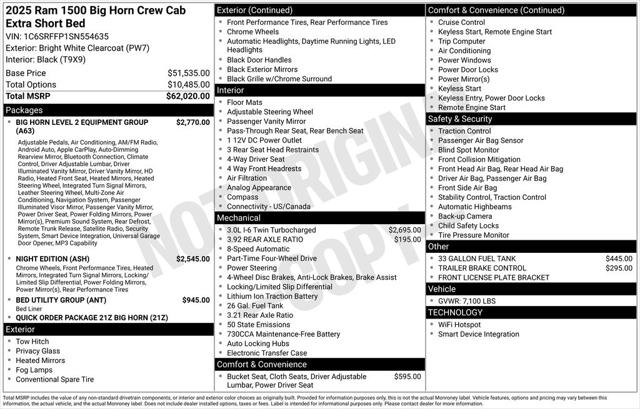2025 RAM Ram 1500 RAM 1500 BIG HORN CREW CAB 4X4 57 BOX