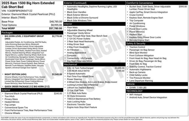 2025 RAM Ram 1500 RAM 1500 BIG HORN QUAD CAB 4X4 64 BOX