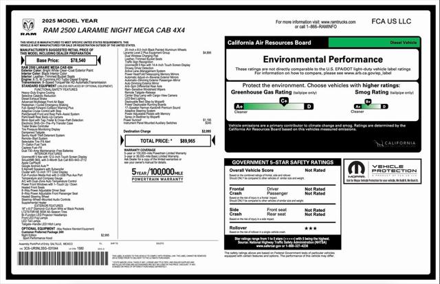 2025 RAM Ram 2500 RAM 2500 LARAMIE MEGA CAB 4X4 64 BOX