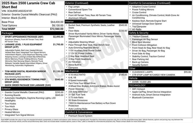 2025 RAM Ram 2500 RAM 2500 LARAMIE CREW CAB 4X4 64 BOX