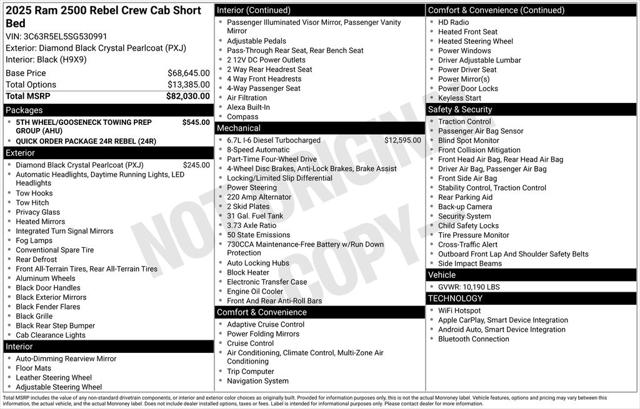 2025 RAM Ram 2500 RAM 2500 REBEL CREW CAB 4X4 64 BOX